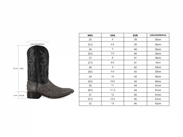 Bota Vaquera Bulldog Cocodrilo Lomo Gris