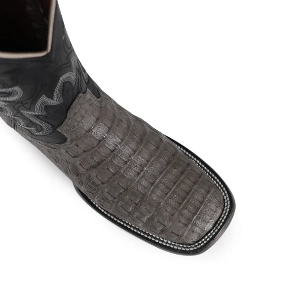 Bota Vaquera Bulldog Cocodrilo Lomo Gris
