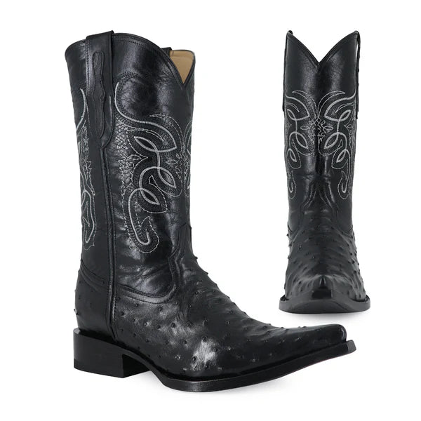 Bota Vaquera Chihuahua Avestruz Negro