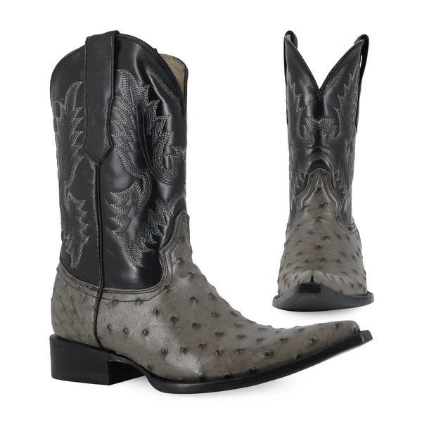 Bota Vaquera Chihuahua Avestruz Gris
