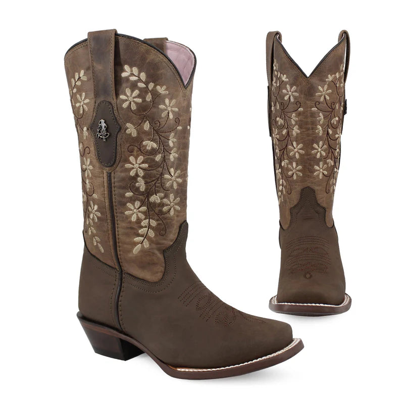 Bota vaquera para dama de piel modelo Risueña