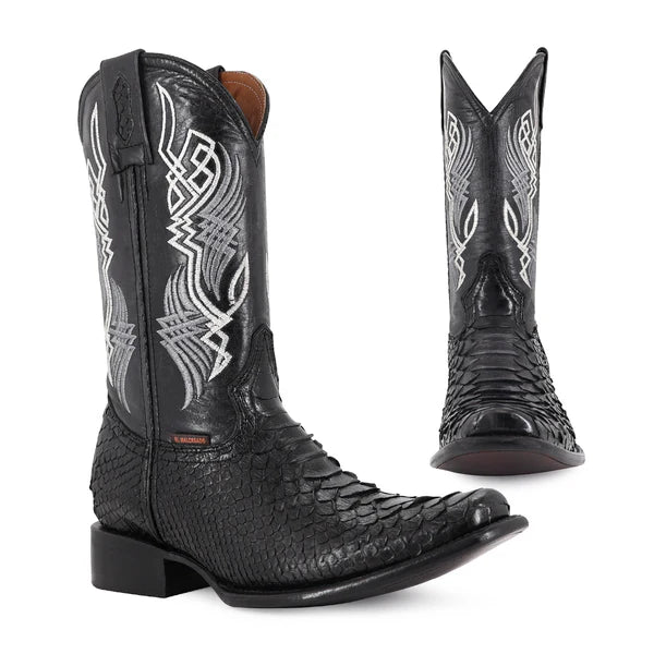 Bota Vaquera Dubai Pitón Negro
