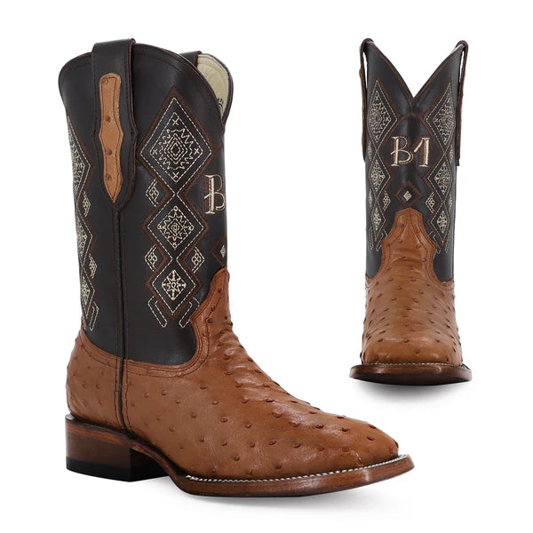 Bota Vaquera Bulldog Avestruz Coñac