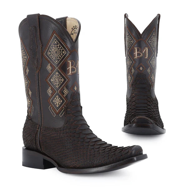 Bota Vaquera Dubái Pitón Nobuck Cafe