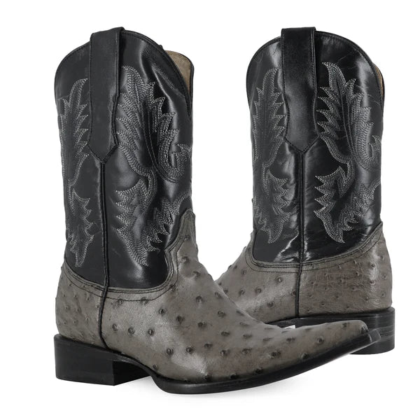 Bota Vaquera Chihuahua Avestruz Gris