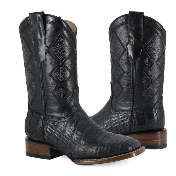 Bota Vaquera Bulldog Cocodrilo Cola Belly Negro
