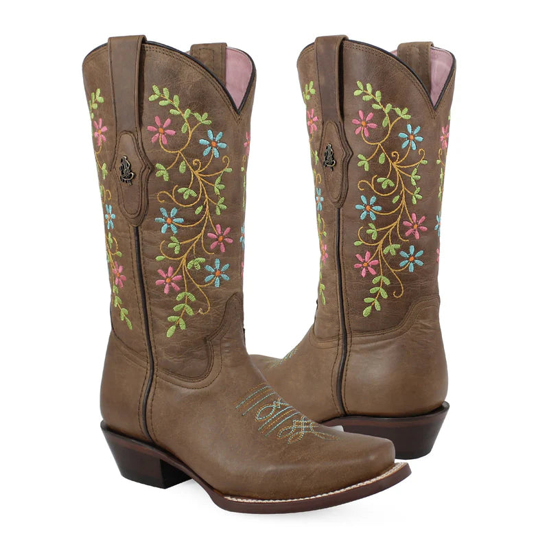 Bota vaquera para dama de piel modelo Risueña