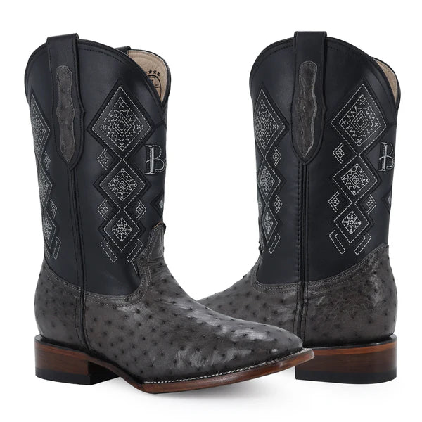 Bota Vaquera Bulldog Avestruz Gris