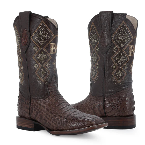 Bota Vaquera Bulldog Cocodrilo Lomo Cafe