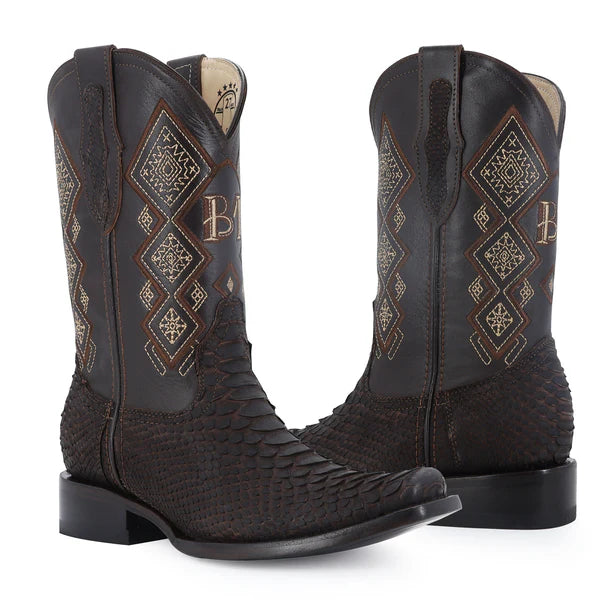 Bota Vaquera Dubái Pitón Nobuck Cafe