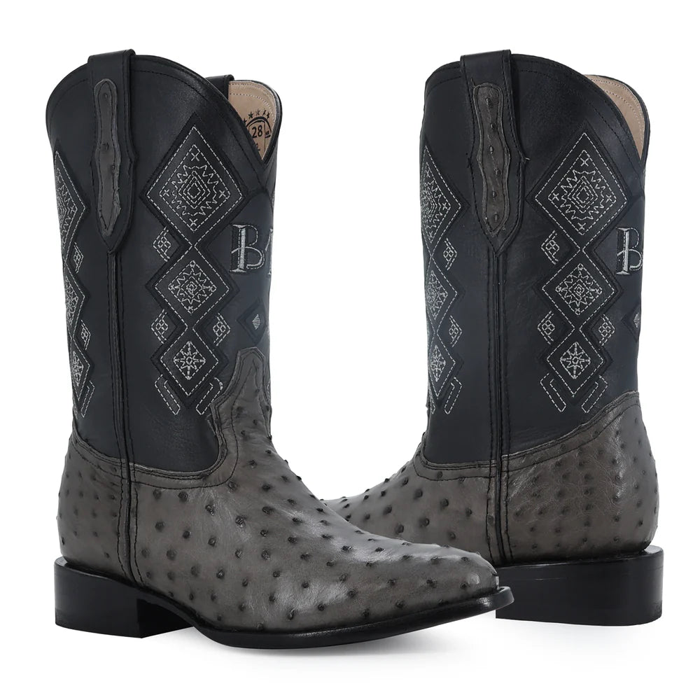 Bota Vaquera Oval Avestruz Gris