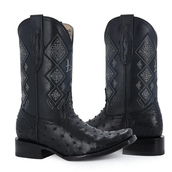 Bota Vaquera Dubai Avestruz Negro