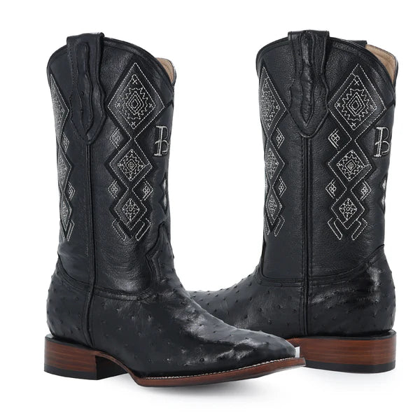 Bota Vaquera Bulldog Avestruz Negro