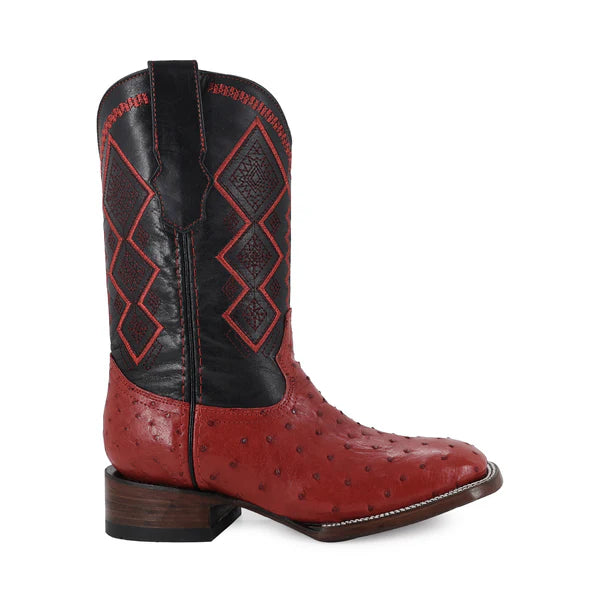 Bota Vaquera Bulldog Avestruz Rojo