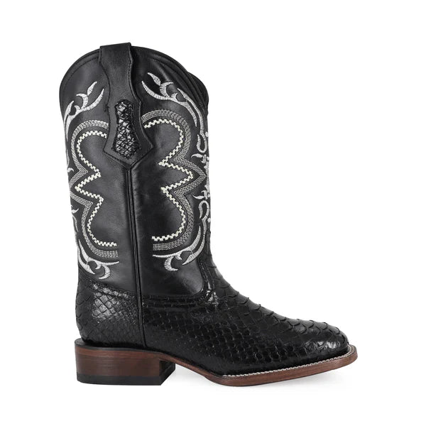 Bota Vaquera Bulldog Pitón Negro