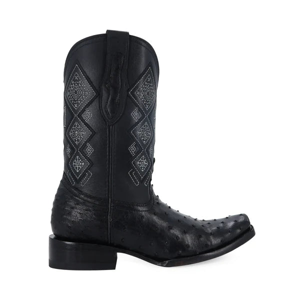 Bota Vaquera Dubai Avestruz Negro