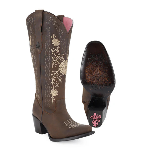 Bota vaquera para dama de piel modelo Gerbera Curvy