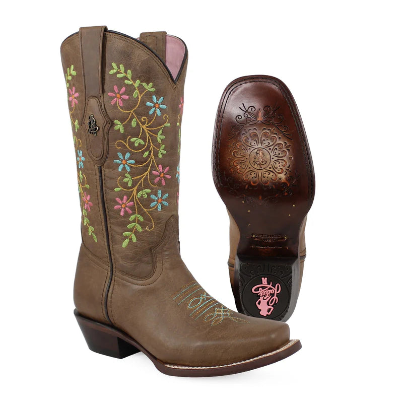 Bota vaquera para dama de piel modelo Risueña