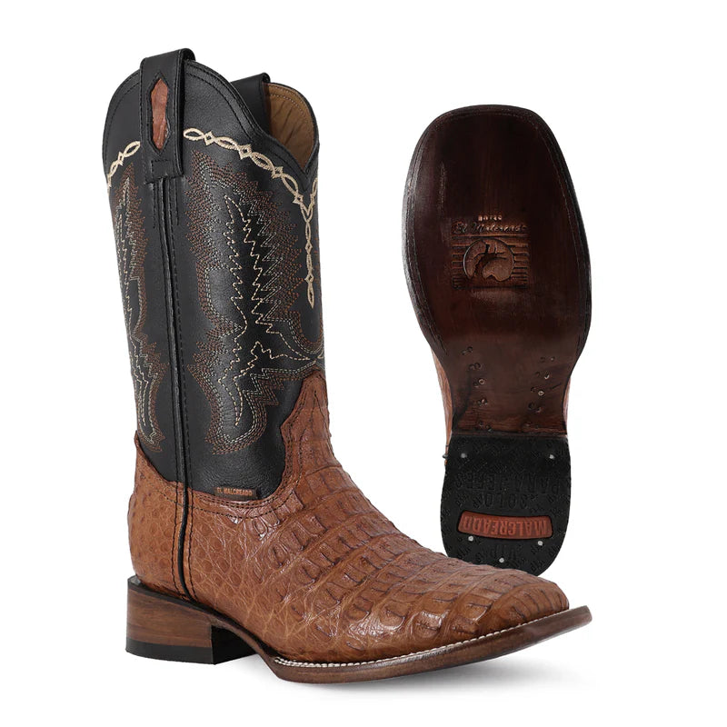 Bota Vaquera Bulldog Cocodrilo Lomo Coñac