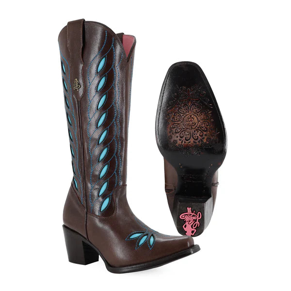 Bota vaquera para dama de piel modelo Maya