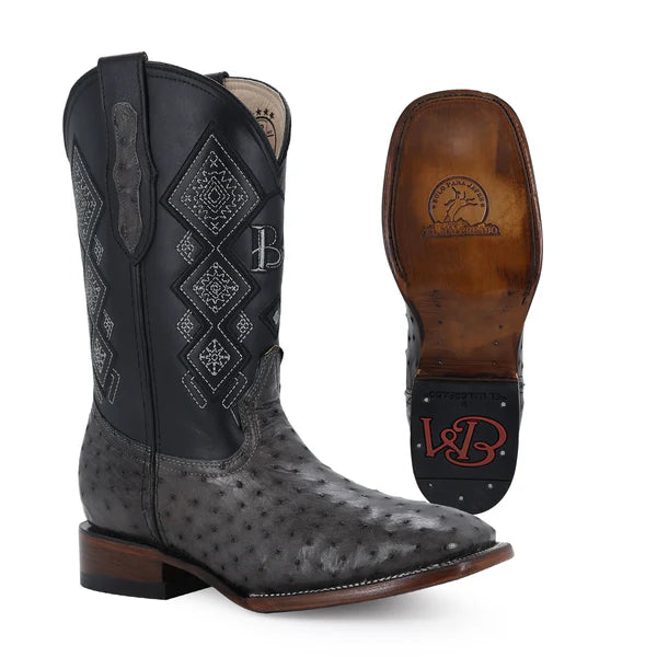 Bota Vaquera Bulldog Avestruz Gris