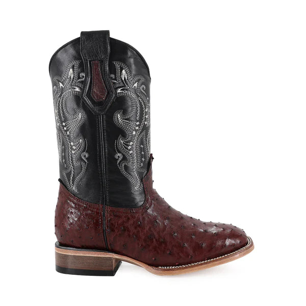 Bota Vaquera Bulldog Avestruz Vino