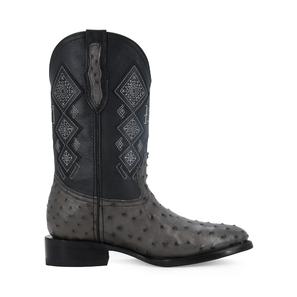 Bota Vaquera Oval Avestruz Gris