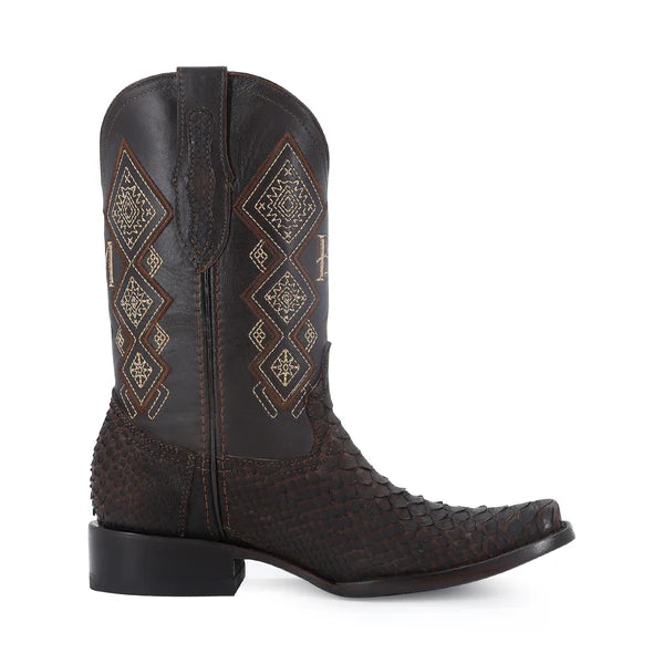 Bota Vaquera Dubái Pitón Nobuck Cafe