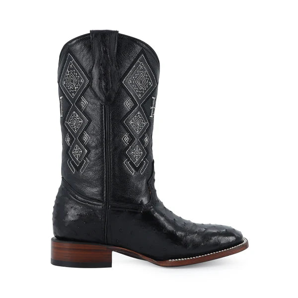 Bota Vaquera Bulldog Avestruz Negro