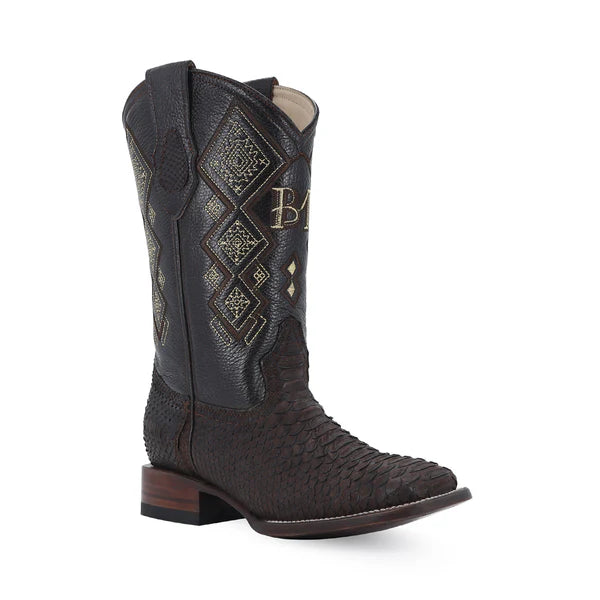 Bota Vaquera Bulldog Pitón Nobuck Cafe