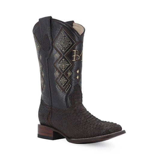 Bota Vaquera Bulldog Pitón Nobuck Cafe