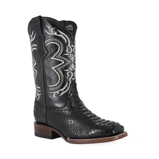 Bota Vaquera Bulldog Pitón Negro