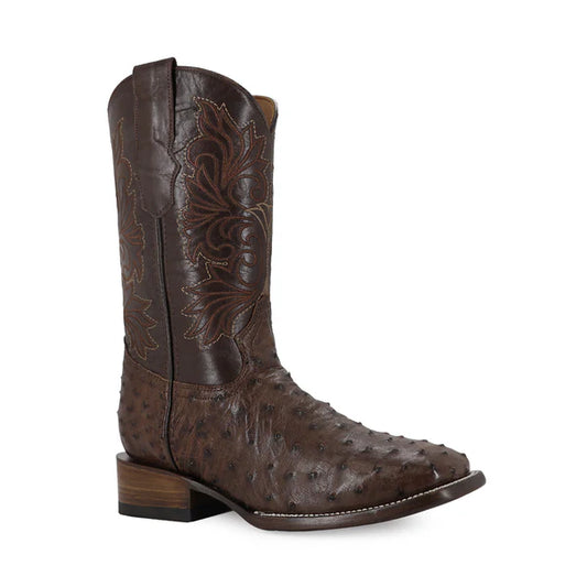 Bota Vaquera Bulldog Avestruz Rustico Cafe Bruciato