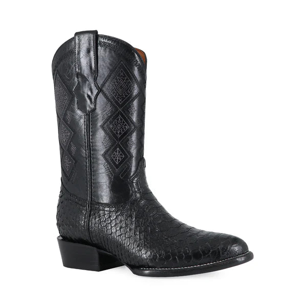 Bota Vaquera Oval Pitón Negro