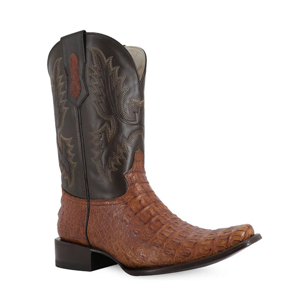 Bota Vaquera Dubai Cocodrilo Lomo Coñac