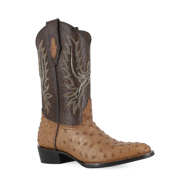 Bota Vaquera Oval Avestruz Coñac
