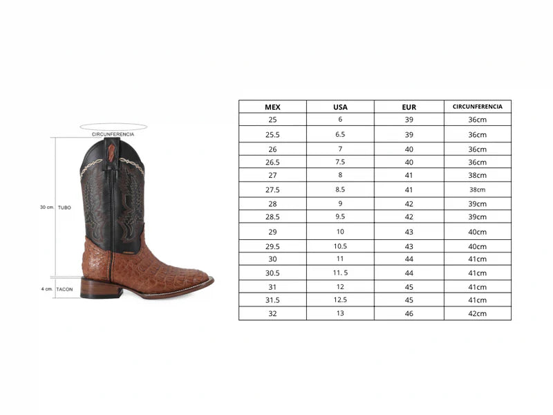 Bota Vaquera Bulldog Cocodrilo Lomo Coñac