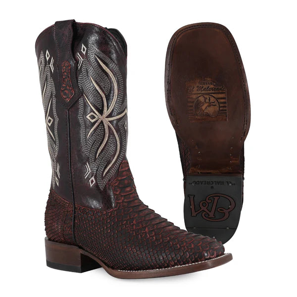 Bota Vaquera Bulldog Pitón Nobuck Black Cherry