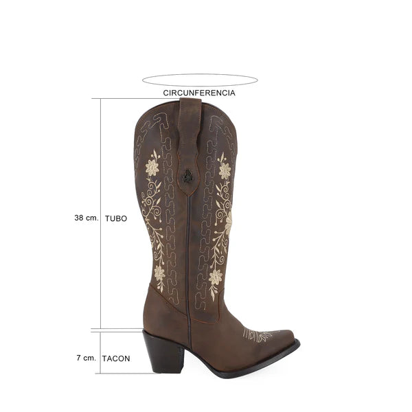 Bota vaquera para dama de piel modelo Gerbera Curvy